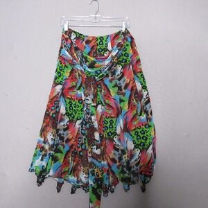 Linea Domani Skirt 4 Colorful  Flowy Tie Waist Midi Dainty Asymmetrical Hem NWT